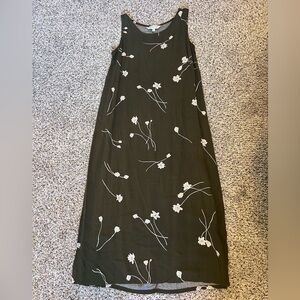 JohnPaulRichard Green Midi Dress with White Floral Pattern